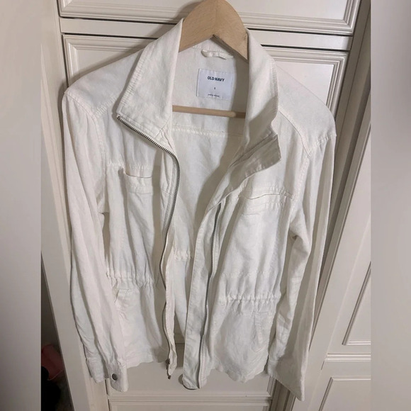 Old Navy Cream‎ Linen Jacket lightweight Size Small - Picture 1 of 4